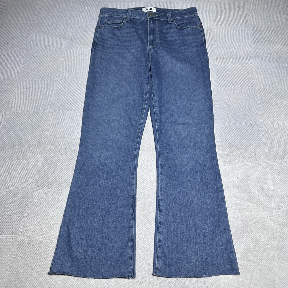Paige Rory‎ Crop Flare Jeans Womens 28 Medium Wash 70s Retro Stretch Denim